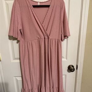 Maternity Elegant Pink Textured Women's Dress